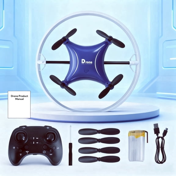 Mini Stunt Drone with Cool LED Lights, 2.4GHz Remote Control Quadcopters for Kids, Durable and Crash-Resistant Flying Toy – Blue