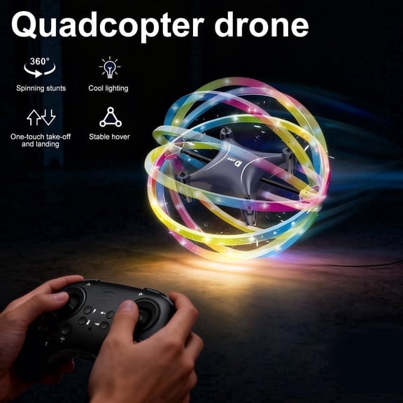 Mini Stunt Drone with Cool LED Lights, 2.4GHz Remote Control Quadcopters for Kids, Durable and Crash-Resistant Flying Toy – Blue