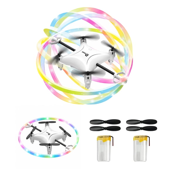 Muivan Mini RC Stunt Drone with LED Lights, 2.4GHz Remote Control Quadcopter for Kids, White