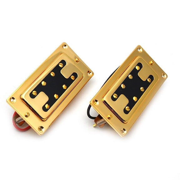 Mini Style Two Line 8 Hole Electric Bass Humbucker Pickup Neck/Bridge Pickup Gold