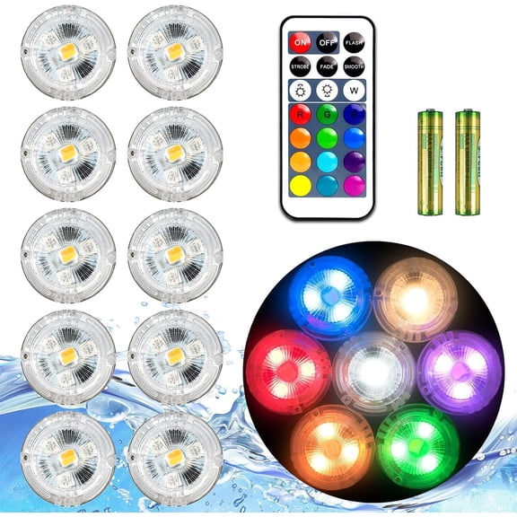 Mini Submersible LED Lights with Remote,Small Underwater Tea Light | IP68 Waterproof,13 Colors,Battery Operated 45 Hours.Perfect for Vases Fish Tanks Hot Tubs Parties Weddings Halloween