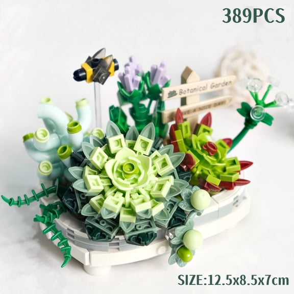 Mini Succulent Bonsai Building Block Kit, DIY Botanical Desktop Home Decor, Plant Collection Toy, Holiday Gift for Ages 6+ Girls & Adult Women
