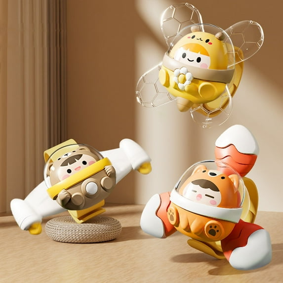 Mini Suction Cup Spinning Toy Set,Rotating Educational Spinner,Tabletop Bath Play,Hand Eye Coordination Trainer,Visual Auditory Sensory Development,Interactive Early Learning Toy,Safe ABS Material