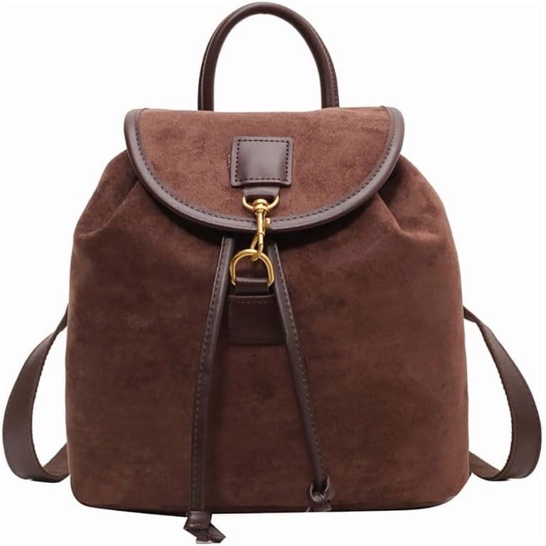 faux suede mini backpack Mini Suede Backpack Purse For Women,Small Cute Backpack For Women For  Travel Shopping (coffee)