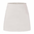 thumbnail image 1 of Mini Suit Skirts For Women Zipper High Waist Side Slit A Line Skirt Built In Shorts Business Casual Skorts (M, White), 1 of 8