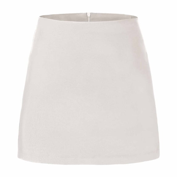 Mini Suit Skirts For Women Zipper High Waist Side Slit A Line Skirt Built In Shorts Business Casual Skorts (M, White)