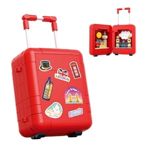 Mini Suitcase Building Blocks Set, Vibrant Sticker-Style Bricks with Hidden Netherlands Skyline, 142pcs Fun Desk Decor Gift S (Small, stickers + mini skyline)