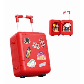 Mini Suitcase Building Blocks Set, Vibrant Sticker-Style Bricks with Hidden Netherlands Skyline, 142pcs Fun Desk Decor Gift S (Small, stickers + mini skyline)