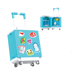 Mini Suitcase Building Blocks Set, Vibrant Sticker-Style Bricks with Hidden Singapore Skyline, 127pcs Fun Desk Decor Gift S (Small, stickers + mini skyline)