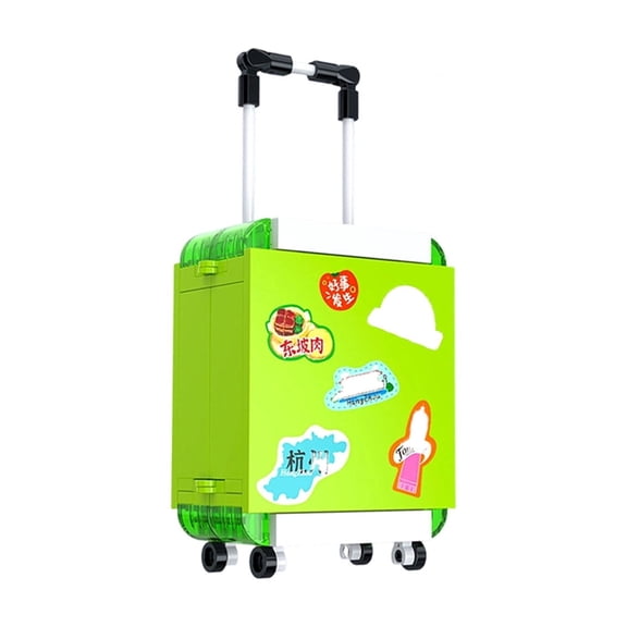 Mini Suitcase Building Blocks Set, Vibrant Sticker-Style Bricks with Hidden Hangzhou Skyline, 130pcs Fun Desk Decor Gift