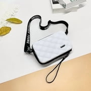 Alikpop White Mini Hardshell Crossbody Bag, Waterproof Quilted Shoulder Sling Bag with Adjustable Strap