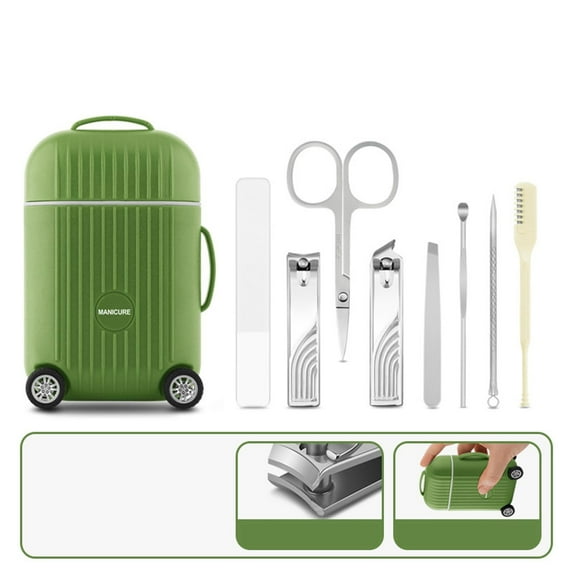 Mini Suitcase Manicure Set 8Pcs B - Nail Clippers Set Personal Clippers Stainless Clippers Fingernail Clippers Set Toenail Cutter Set Men’S Nail Clippers Women’S Nail Clippers Nail Clippers Kit