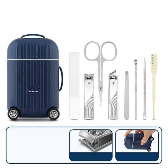 Mini Suitcase Manicure Set 8Pcs C - Nail Clippers Set Personal Clippers Stainless Clippers Fingernail Clippers Set Toenail Cutter Set Men’S Nail Clippers Women’S Nail Clippers Nail Clippers Kit