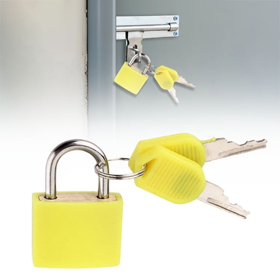 Mini Suitcase Padlock with Keys, Locker Locks Luggage Key Lock for Gym Locker, Laptop Bags, Backpacks, Diary Book, Yellow