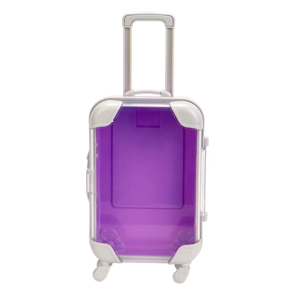Mini Suitcase Party Favor Boxes 1 Pack, 2.95X1.37X5.11" Miniature Luggage Bin with Wheels & Handle, Tiny Trolley Storage Case with Clear Lid, Plastic Candy Storage Case for Jewelry Birthday Party