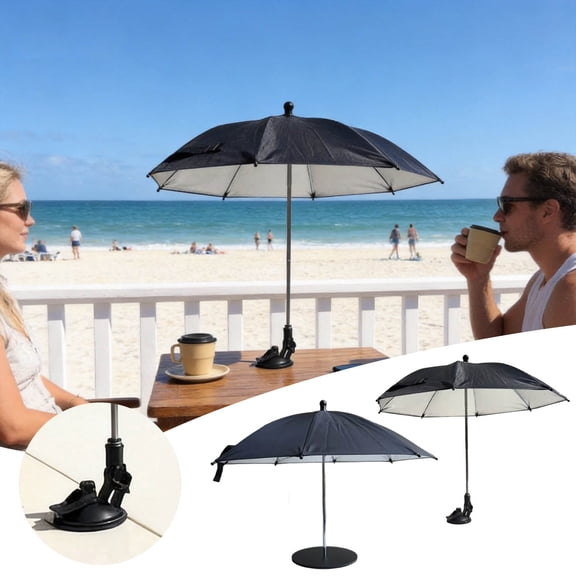 Mini Sun Shade Umbrella with Windproof Base, Desktop Table Umbrella, Protects Drinks Phones Devices from Sun Wind Debris Light Rain, Portable Sunshade for Pool Tabletop Camping Patio Decoration