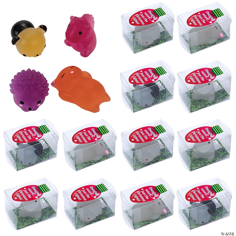 Mini Sunlight-Change Animal Mochi Squishy Christmas Handouts with Sticker for 12