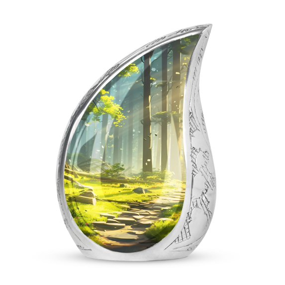 Mini Sunset Cremation Urn for Human Ashes, Forest Small Urns for Human Ashes, Cremation Urns for Women, Keepsake Urn for Ashes 3 Inch, Burial Urns for Cremated Remains, Miniature Urn, Metal Urn 1pcs