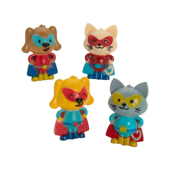 Mini Superhero Pet Character Figures, Toys, Birthday, Party Favors, 24 Pieces
