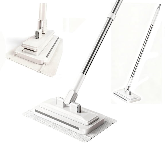 Mini Sweeper Mop No Touch Cleaning Tool – Flat Dust Mop for Dry Wet Pads Home Bathroom Wall Window Use
