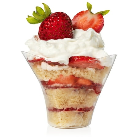 Mini Swirl Triangle Dessert Cups - Plastic Disposable Reusable For Serving Dessert, Fruits & Mini Appetizer - Sampling Tasting Cups for Wedding Birthday Parties
