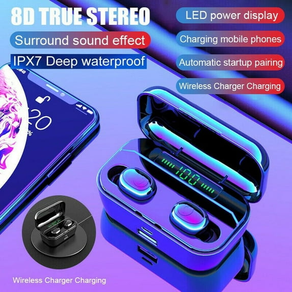 Mini TWS Bluetooth 5.0 Headset Stereo Wireless Earbuds Headphones Earphones IPX7 (white)