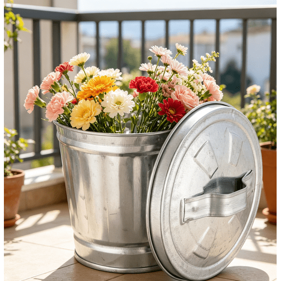 Mini Table Iron Trash Can with Lid, Desktop Garbage Trash Can,Tabletop Can, Flower Pot Pen Holde Trash, Waste Receptacles and Liners