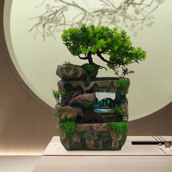 Mini Table Rockery Fountain Waterfall Feng Shui Desktop Water Rock Indoor Desk Decor