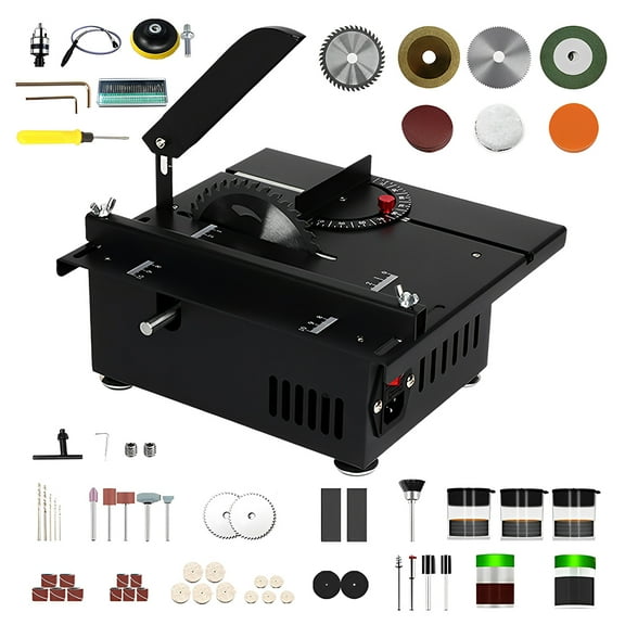 Mini Table Saw 1200W Power Mini Household Table Saw 0-90Cutting Multi-Functional Electric Cutting and Polish Machine US Plug