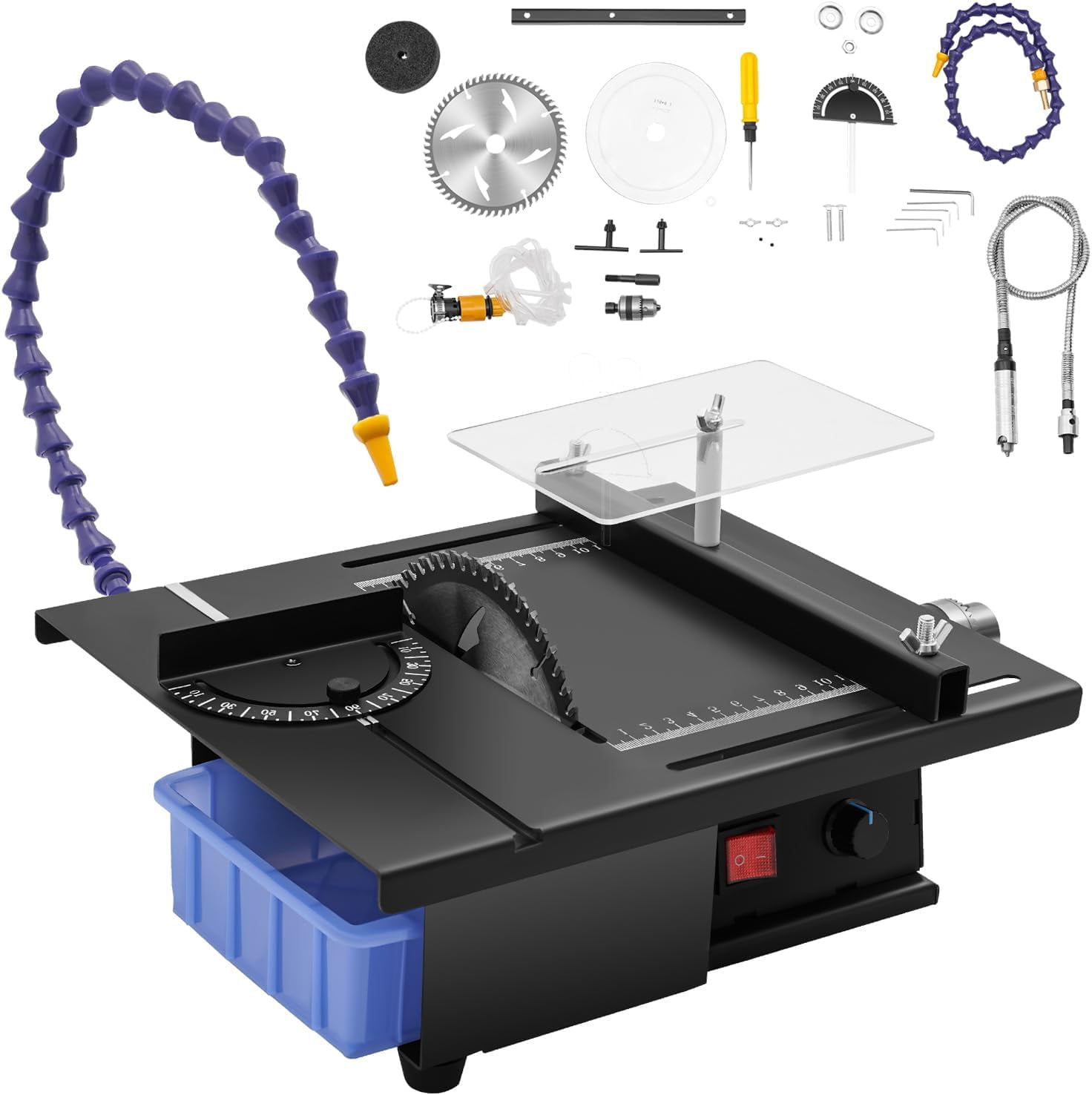 Mini Desktop Electric Table Saw – 7 Speed Control, Adjustable Blade Height, T-Square Guide, 100-240V 2 thumbnail image