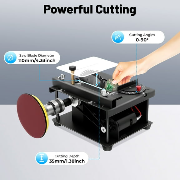 Mini Table Saw 200W 10000 Rpm Adjustable Speed 0-90 Angle Cutting, 110-240V Us Plug For Woodworking Diy