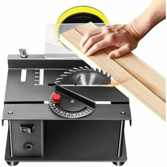 Mini Table Saw, 200W Electric Portable Desktop Circular Saw Household DIY Hobby Table Saw 0-90 Angle Wood Cutting Tools 1.3in Cutting Depth 7-Speed 3000rpm for Wood Metal Plastic PVC Crafts