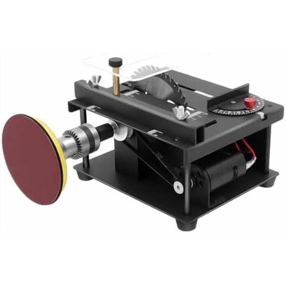 Mini Table Saw, 200w Small Table Saw for Crafts, Portable Mini Desktop Electric Saw for Cutting Grinding, Mini Multi-functional Table Saw for Wood PCB Plastic Acrylic, Speed & Angle Adjustable