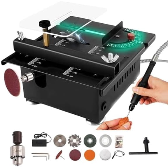 Mini Table Saw, Multifunctional Mini Table Saw for Crafts, Portable Adjustable Cutting Sanding Engraving Drilling Mini Precision Table Saw for Wood Cutting (Regular)$$Tools & Hardware Other