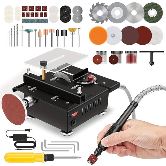 Mini Table Saw, Multifunctional Portable Adjustable, Cutting, Sanding, Carving, Drilling, All-in-one Machine, 7-level Speed Adjustable For Cut Metal Wood Plastic Acrylic