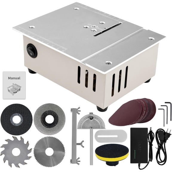 Mini Table Saw,Portable Precision Craft Table Saw, Dual Motors Multi-Functional Electric Desktop Woodworking Saw,Standard DIY Craft Cutter for Metal and Wood, Adjustable Speed