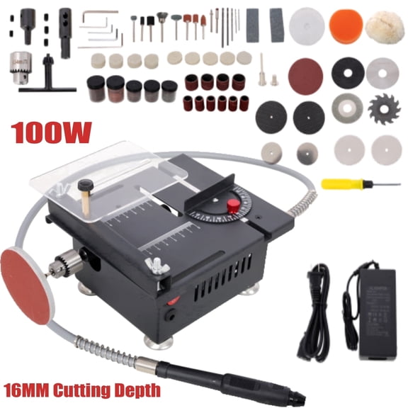Elleree 12V Corded Electric Mini Table Saws Power Saw with Blade &Accessories for Crafts Sanding Wood Acrylic Cutting