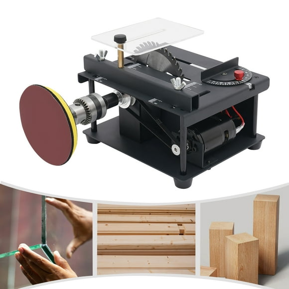 Mini Table Saw with Sandpapers, 1000-3000RPM, Portable Multi-functional Desktop Table Saw for Glass, Metal, Ceramics 110-240V