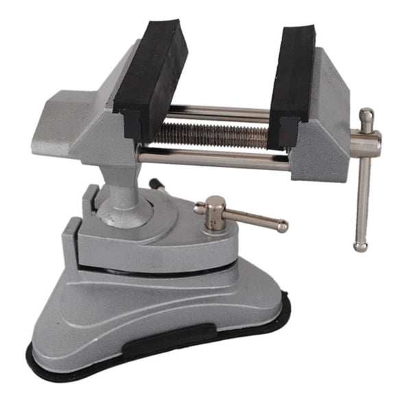 for Mini Table Suction Vise, Aluminum Alloy Vice With 360 Rotation, Soft Jaw Pads For Precision DIY Repairs, Welding, Woodworking, Modeling, gray Finish