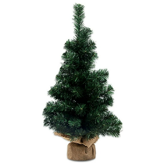 Mini Tabletop Christmas Tree,15.7Inch Artificial Christmas Trees with Wood Bases,Rustic Farmhouse Small Christmas Tree with Non-Slip Linen Covered Bases for Christmas Decor,Holiday Decor-1PCS