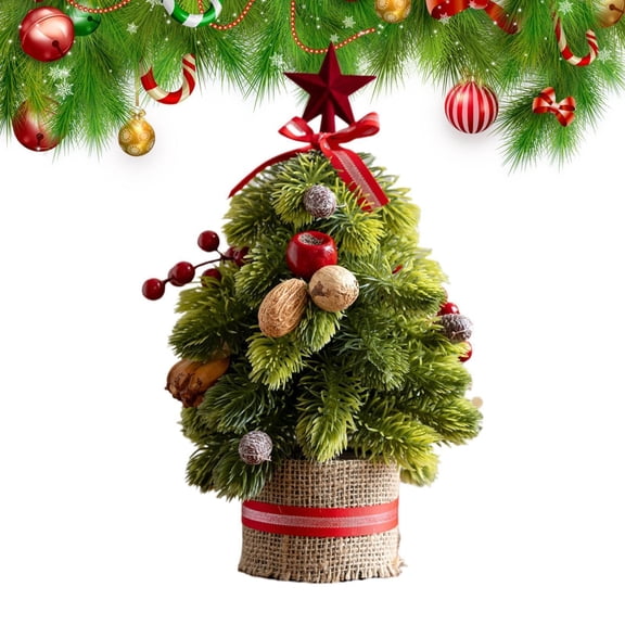 Mini Tabletop Christmas Tree, Realistic Pinecones, Festive Rustic Decor | Holiday Tree For Indoor Outdoor, Home, Living Room, Kitchen, Shelf, Fireplace, Office, Winter Party(RL)