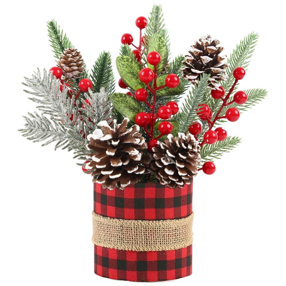 Mini Tabletop Christmas Tree with Pine Cones and Berries Indoor Decor 1 Pack