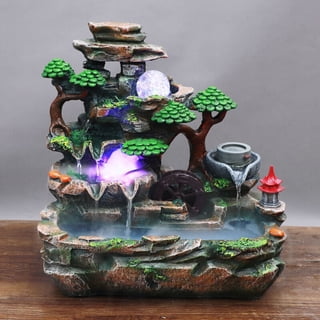 Tabletop Fountain Garden Living Room Waterfall Table Green Plant Fountain Desktop Rock Bonsai Ornaments Home Office Decor