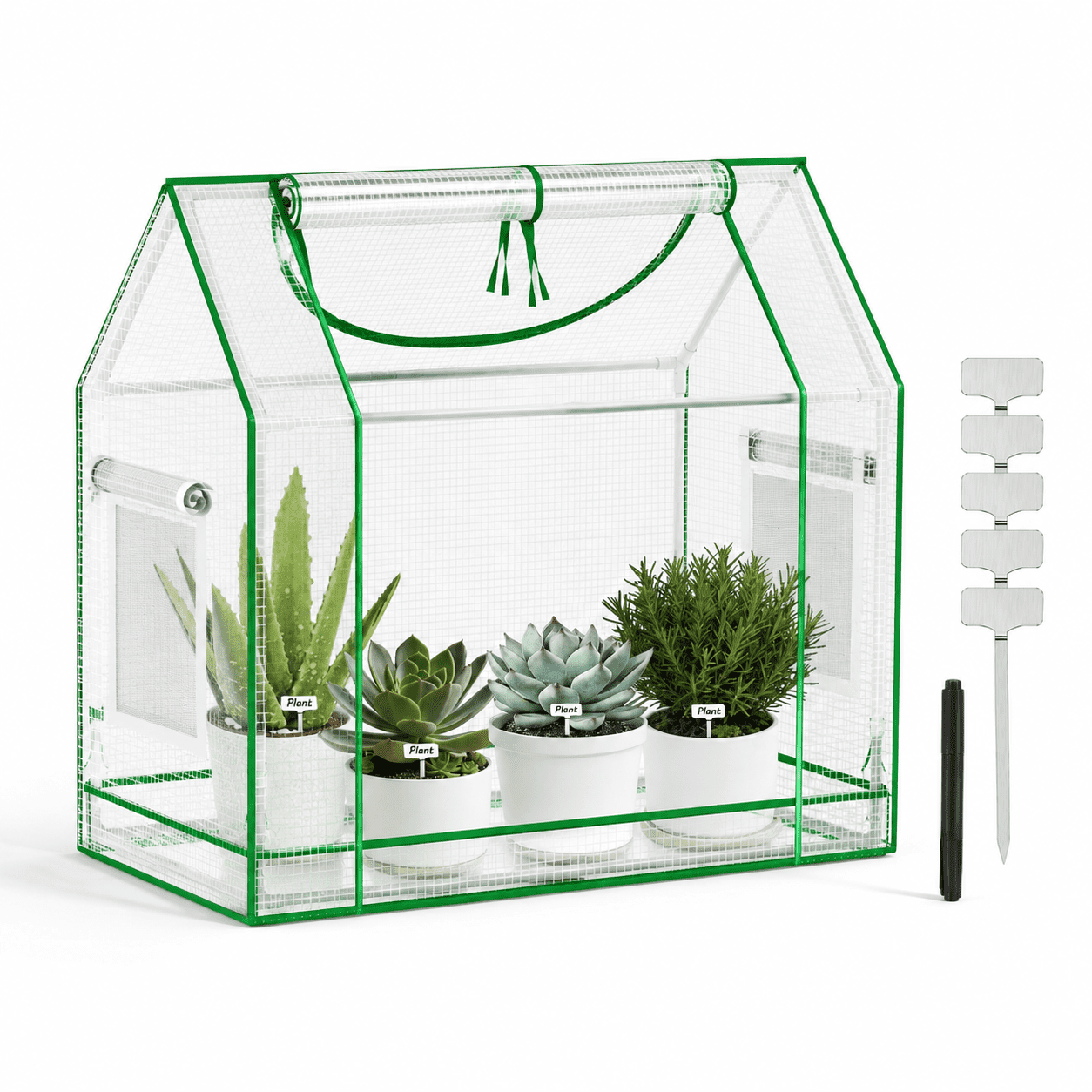 Tabletop Conservatory Mini Tabletop Greenhouse with Waterproof Bottom Mat, Multi-window ...