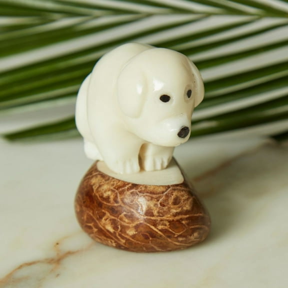 Mini Tagua Ivory Dog Figurine