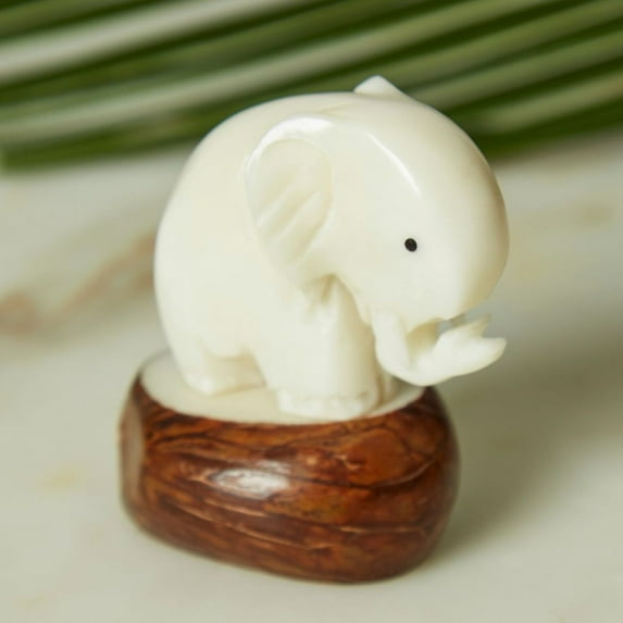 Mini Tagua Ivory Elephant Figurine