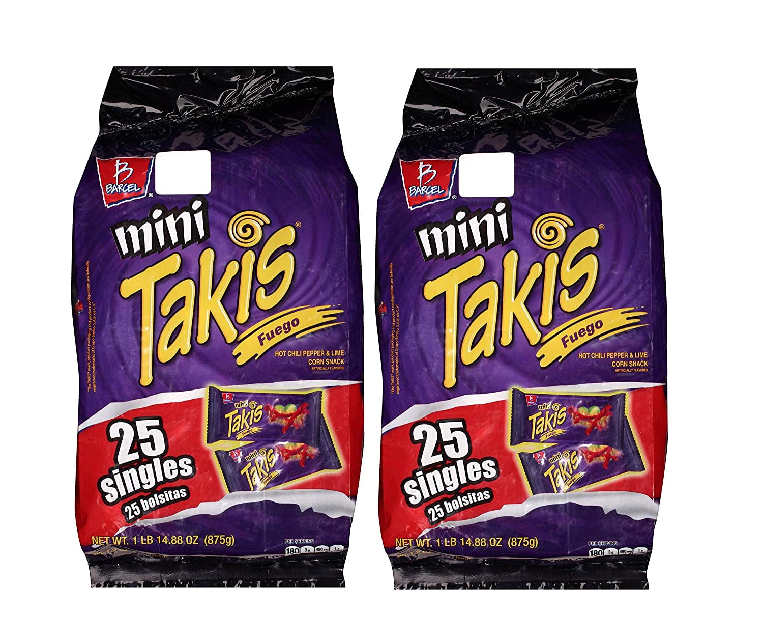 Mini Takis Fuego (2 Pack) Barcel Mexican Version Mega Deal Popular Classic Snacks Spicy Lemon Corn Chip Sticks Double Bag Bulk Deal Fancy Appetizers grab varieties & red hot flavor picante limon Bimbo