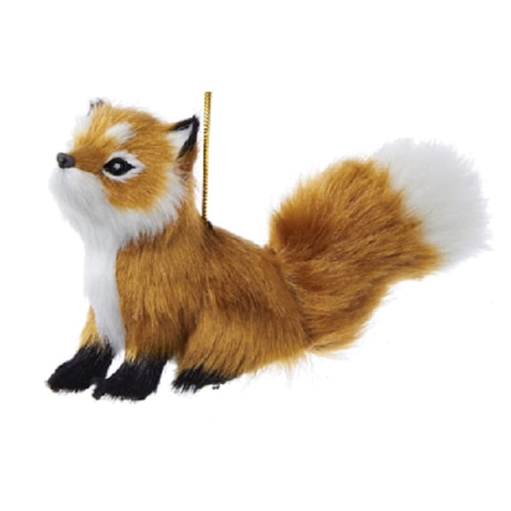 Mini Tan and White Woodland Plush Red Fox Christmas Ornaments 3.5''