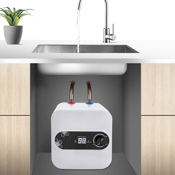 Mini Tank Electric Water Heater 8L Point of Use Hot Water Boat 110V 1500W 27.9*21*28cm for Kitchens, Bathrooms, RVs