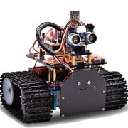 Mini Tank Robot V2 Smart Car Kit for Arduino, IR Infrared and App Remote Control iOS and Android, Light and Ultrasonic Follow, 8X16 LED Panel, Ultrasonic Obstacle Avoidance